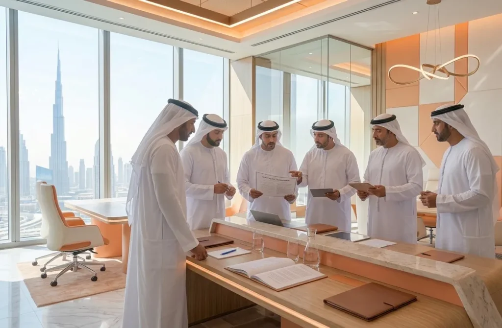 Modern business office in Dubai South free zone for international investors