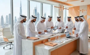Lawyer reviewing UAE employment contract and labor law documents