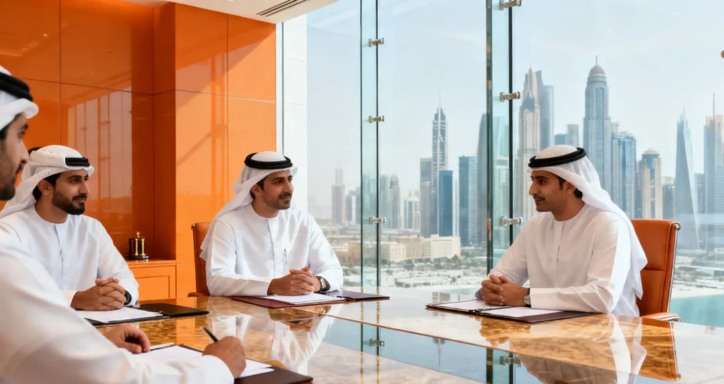 UAE corporate legal resources showing the architectural arch of the DIFC common law courts in Dubai.